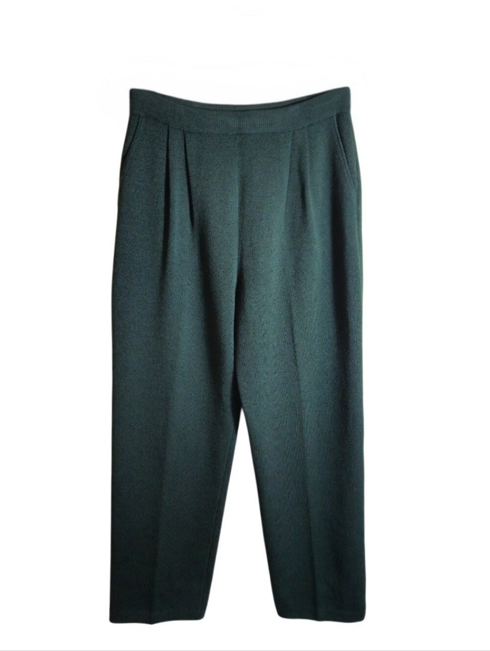 Vintage 90s St. John Collection Santana Knit Green Wool Blend Hi-Rise Pants Sz 6